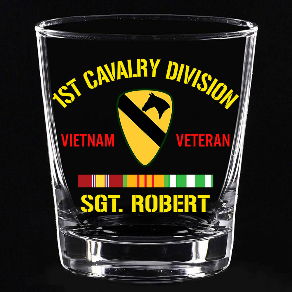 Custom Division Name and Ribbon Whiskey Glasses Gift For Veteran H2511