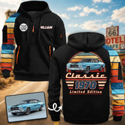 Personalized Photo Classic Car Half Zipper Hoodie - Gift for Dad, Grandpa & Car Lovers A2110 Pt99 VN09