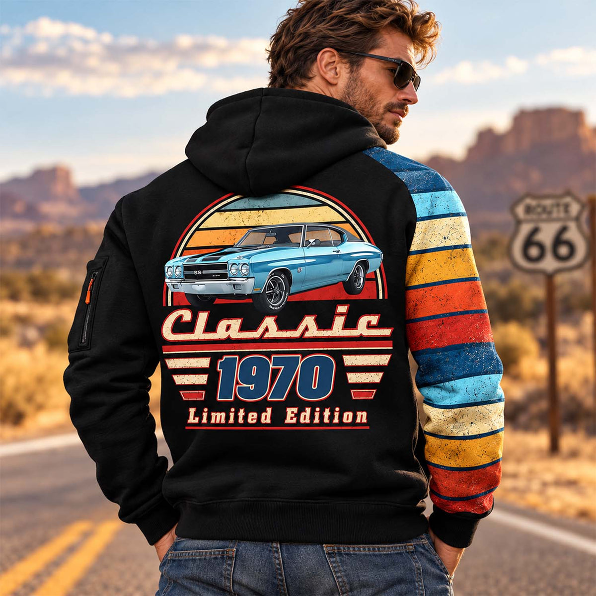 Personalized Photo Classic Car Half Zipper Hoodie - Gift for Dad, Grandpa & Car Lovers A2110 Pt99 VN09