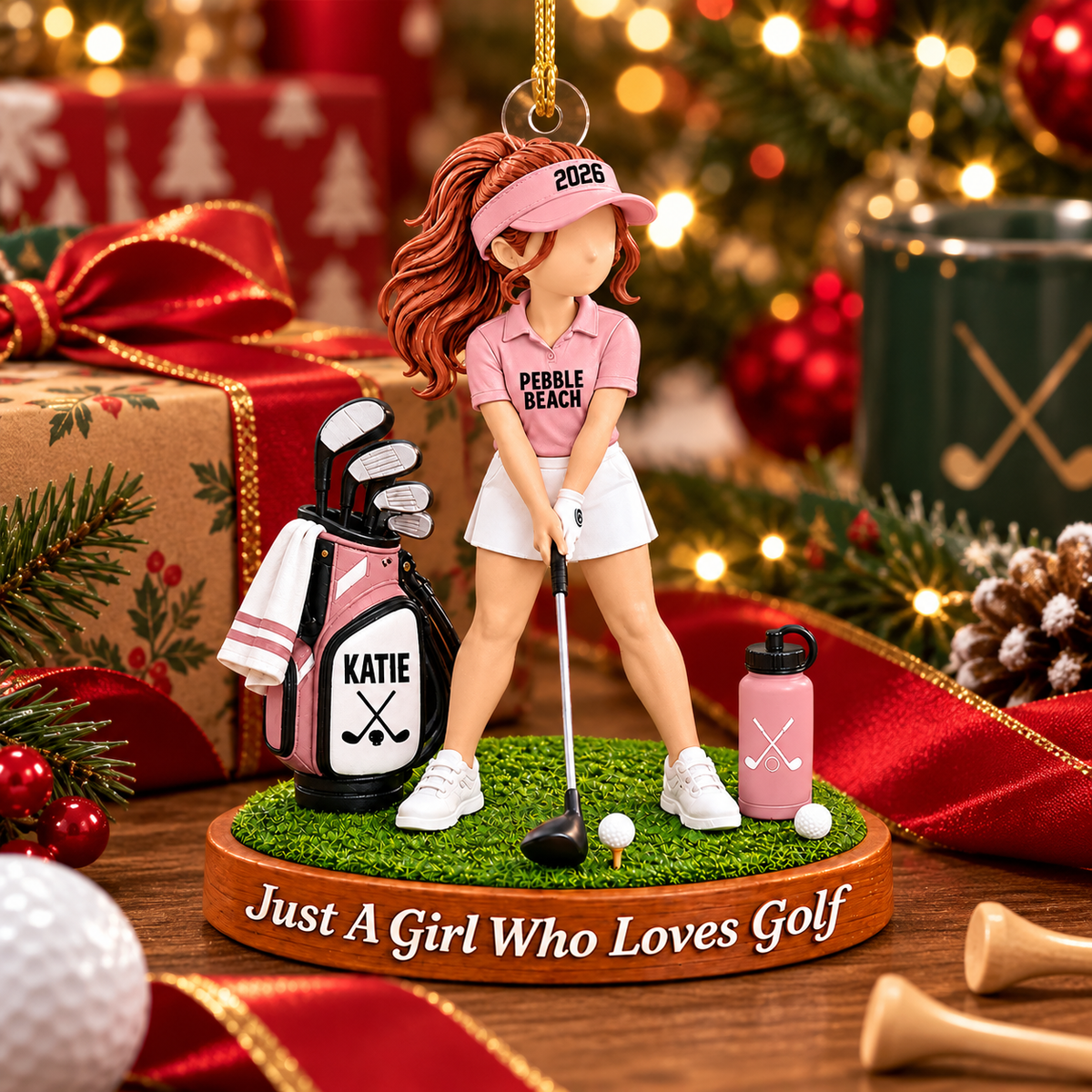 Just A Girl Who Loves Golf Ornament, Personalized Golf Christmas Ornament, Custom Name Gift Na02 VH01