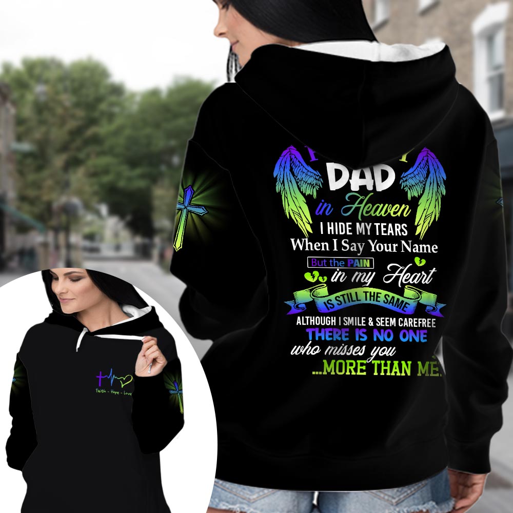 For My Dad in Heaven Personalized Memorial All Over Print Shirt