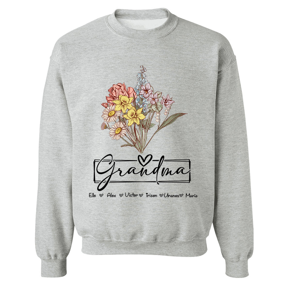 Personalized Wildflower Grandma And Kids Name Shirt - Mother's Day Gift