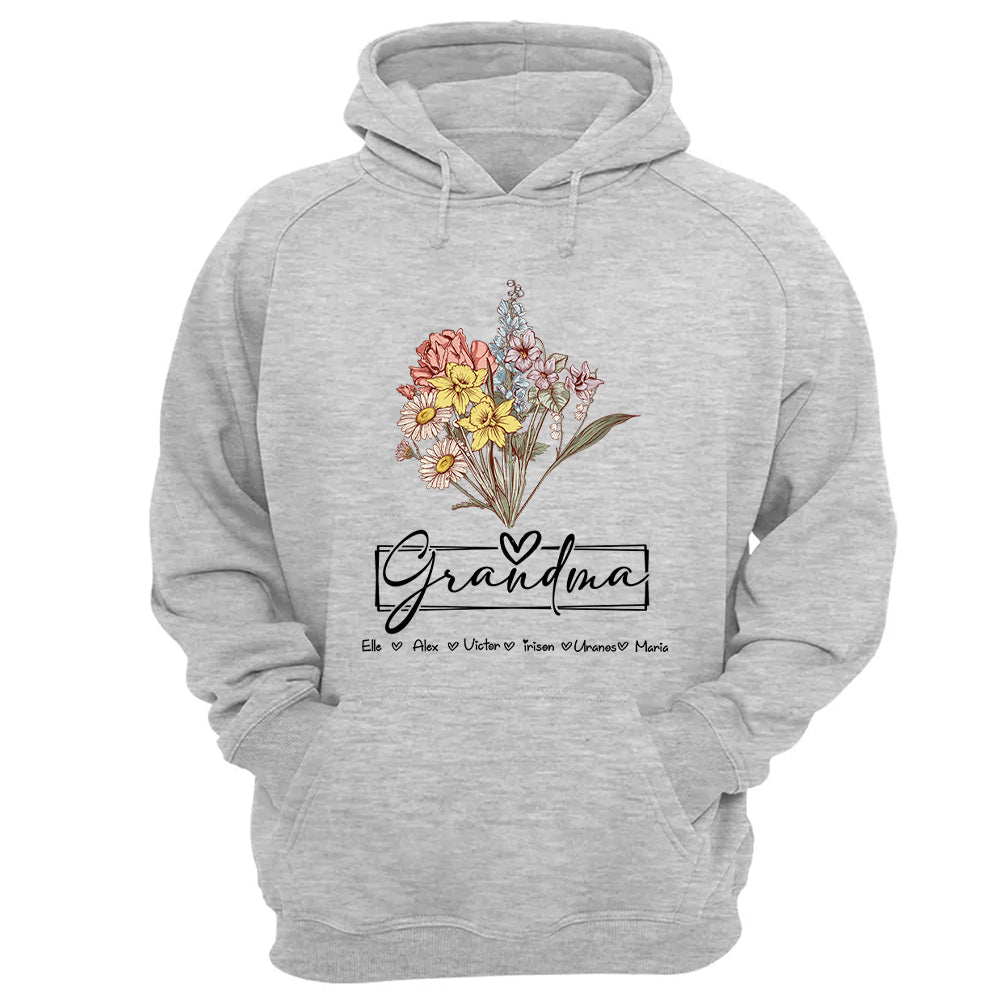 Personalized Wildflower Grandma And Kids Name Shirt - Mother's Day Gift