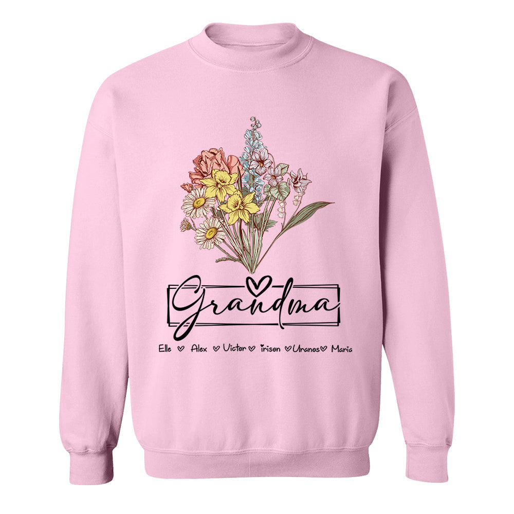 Personalized Wildflower Grandma And Kids Name Shirt - Mother's Day Gift