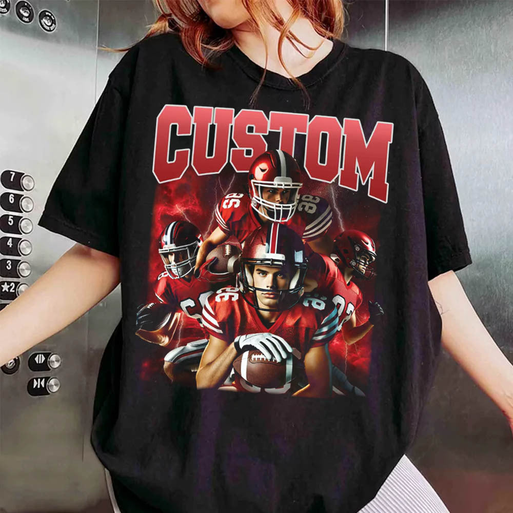Football Custom Photo Bootleg Shirt, Vintage 90s Shirt Photo Football Shirt, Football Mascot School Custom Shirt