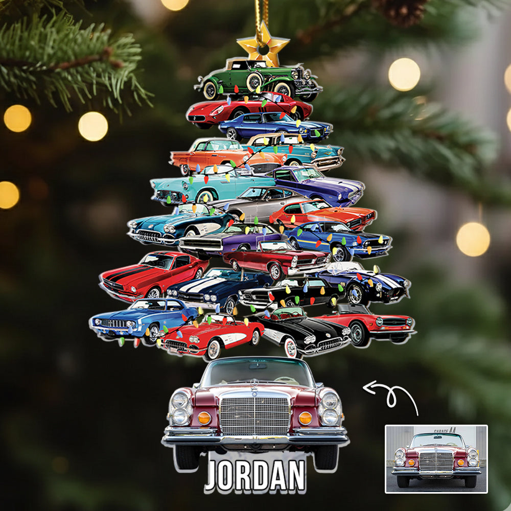 Christmas Car Tree Ornament, Custom Photo Car Ornament A2110