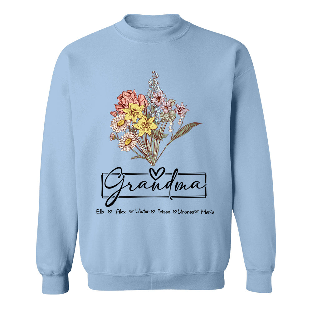 Personalized Wildflower Grandma And Kids Name Shirt - Mother's Day Gift