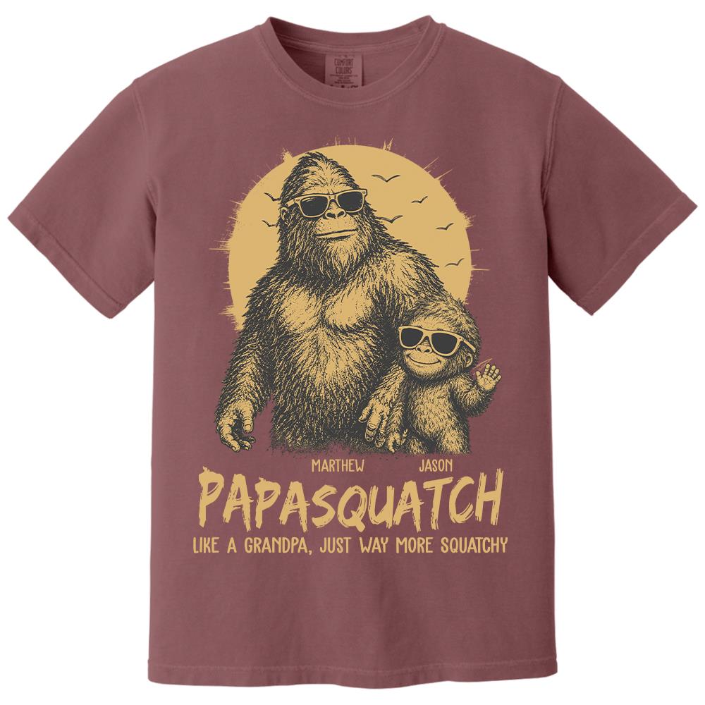 Personalized Papasquatch, Like A Grandpa, Just Way More Squatchy T-Shirt Father Day Gifts for Dad Funny Papa Tshirt Cool Daddy Bigfoot Tee