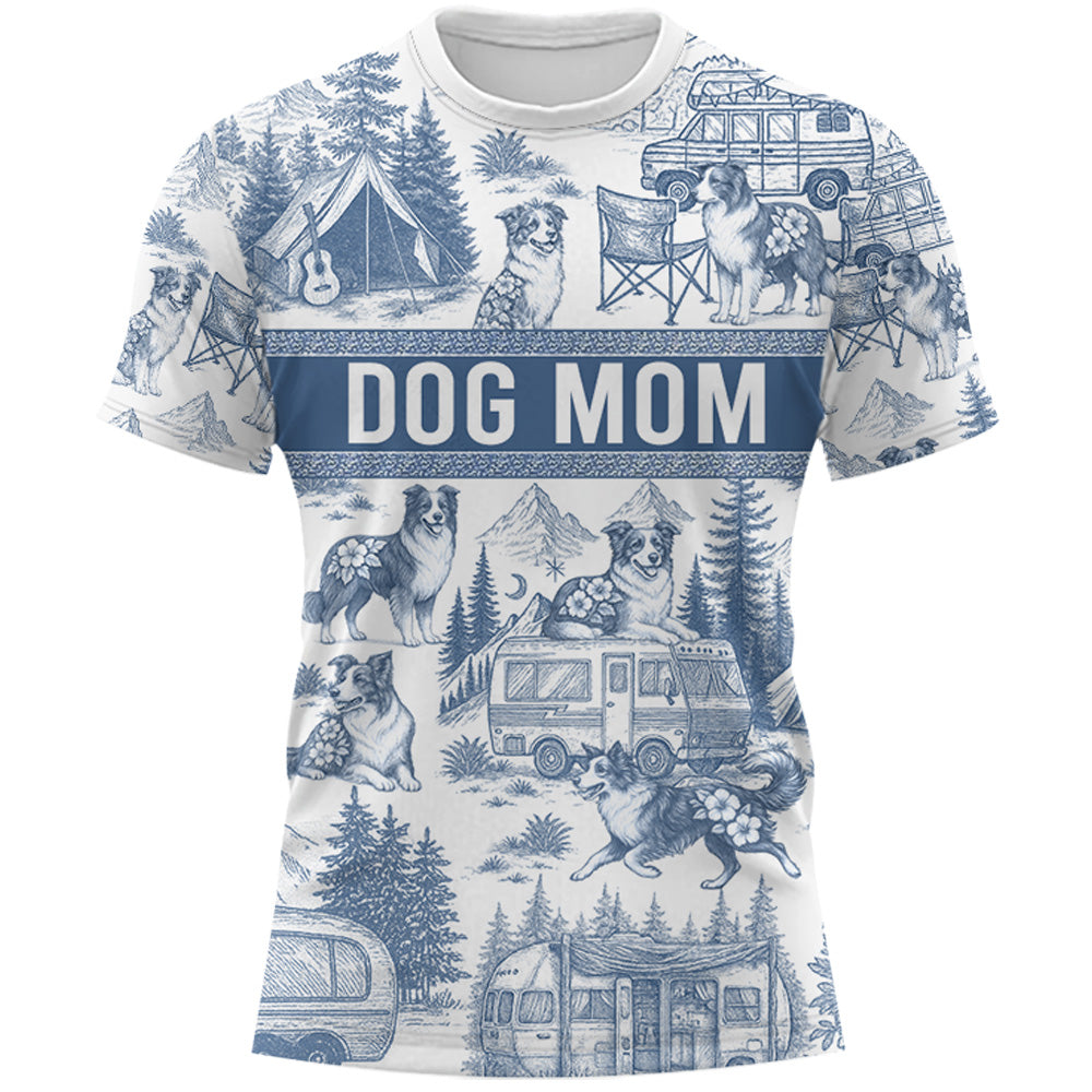 Border Collie, Custom Camping Dog Lovers Toile De Jouy Style, Personalized All Over Print Shirt T1807 Do99