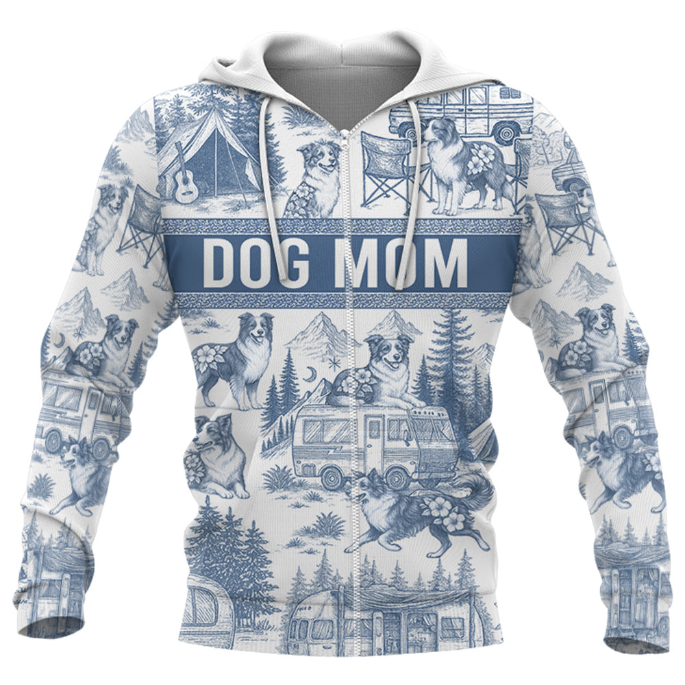Border Collie, Custom Camping Dog Lovers Toile De Jouy Style, Personalized All Over Print Shirt T1807 Do99