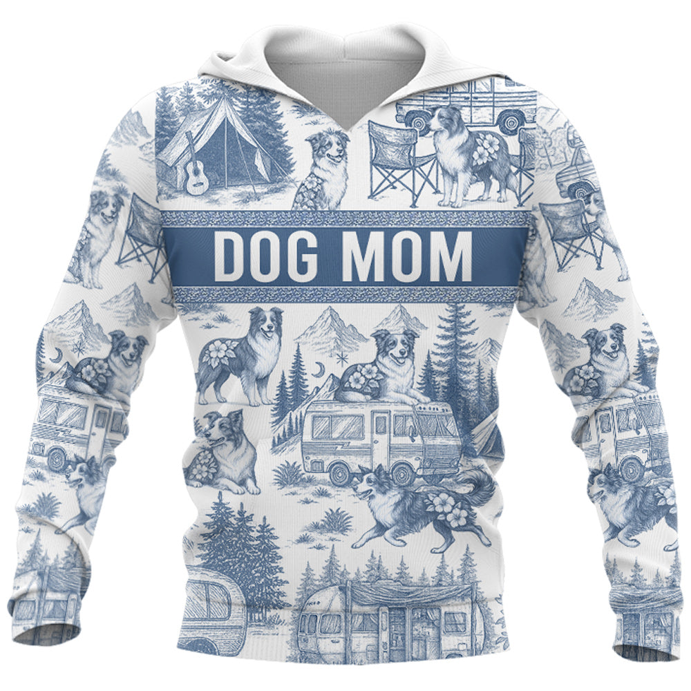 Border Collie, Custom Camping Dog Lovers Toile De Jouy Style, Personalized All Over Print Shirt T1807 Do99