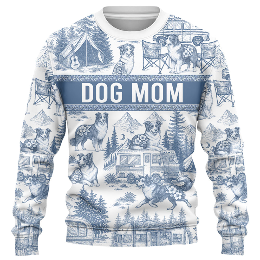 Border Collie, Custom Camping Dog Lovers Toile De Jouy Style, Personalized All Over Print Shirt T1807 Do99
