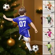 Personalized Little Boy/Girl/Kid Soccer Players Acrylic Christmas Ornament - Gift For Soccer Lovers Hv01