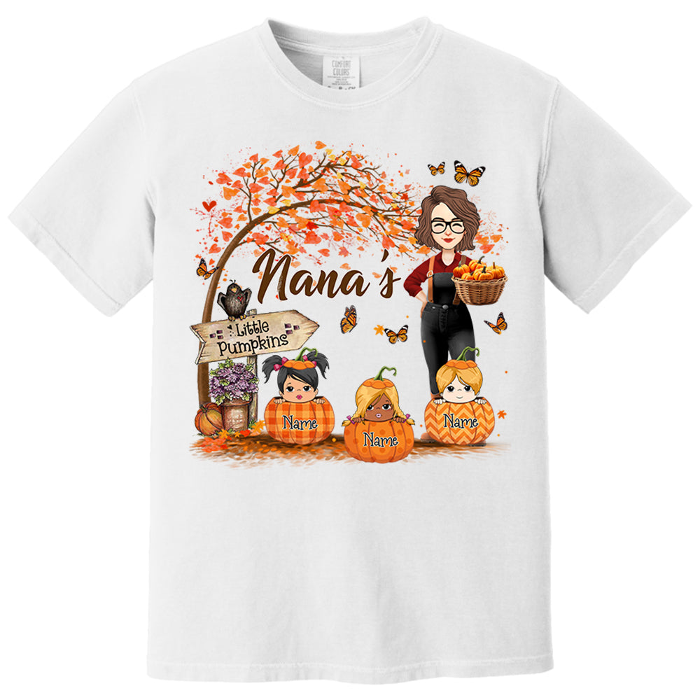 Personalized Grandma's Little Pumpkin Autumn Shirt New Nh00