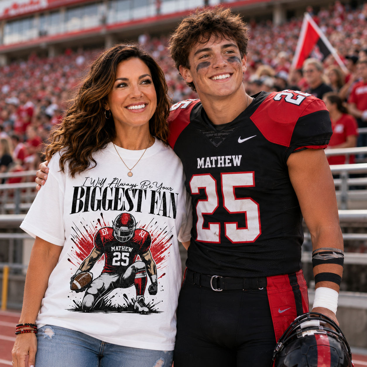 I'll Always Be Your Biggest Fan - Personalized Football Mom Grandma Shirt - Gift For Sport Family T1807 T24