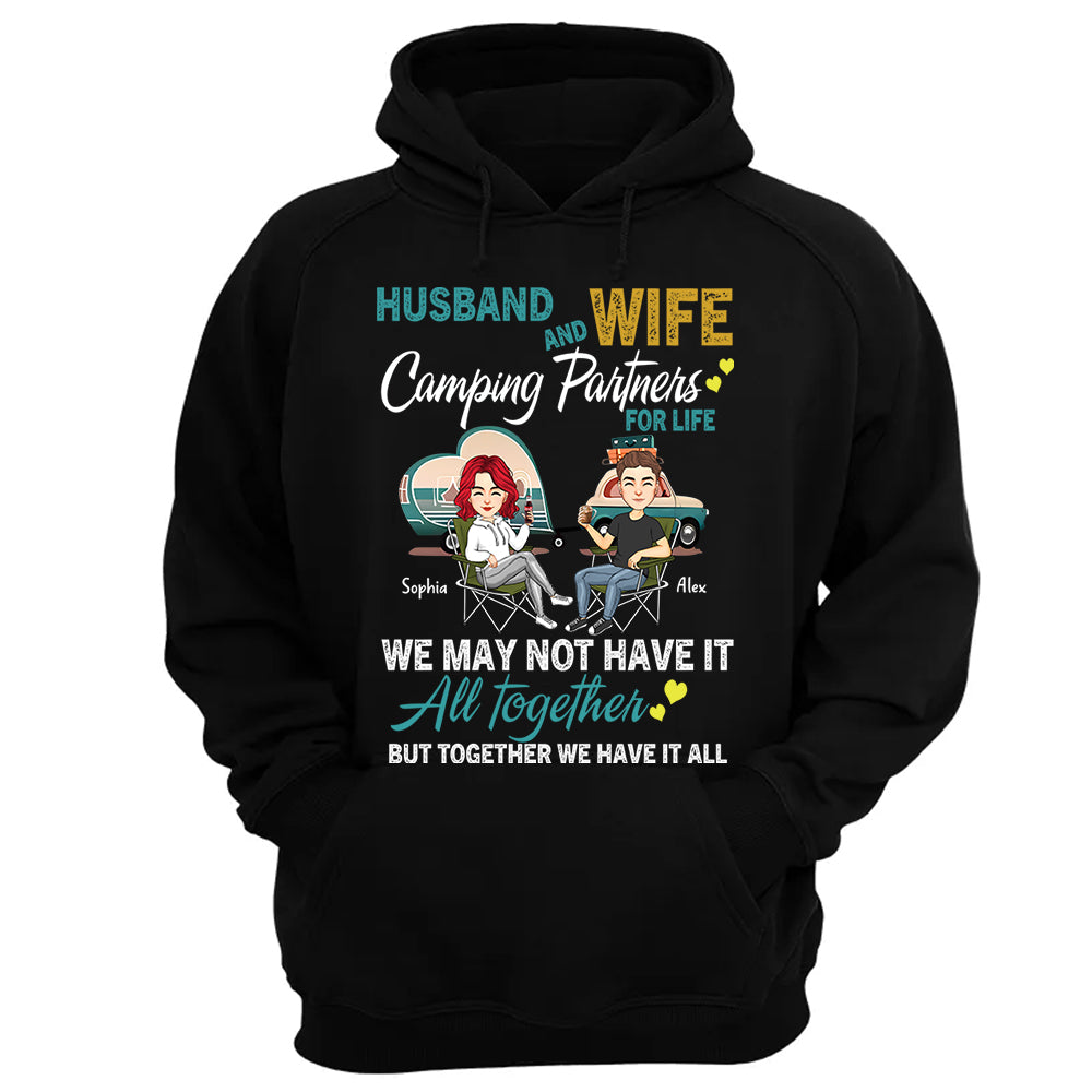 Husband And Wife Camping Partner For Life - Personalized Shirt For Couple Tm01