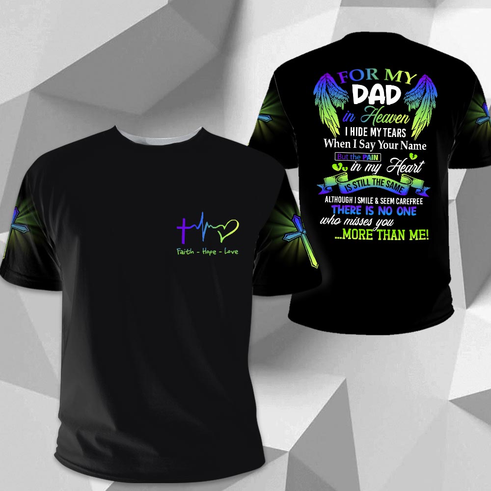For My Dad in Heaven Personalized Memorial All Over Print Shirt