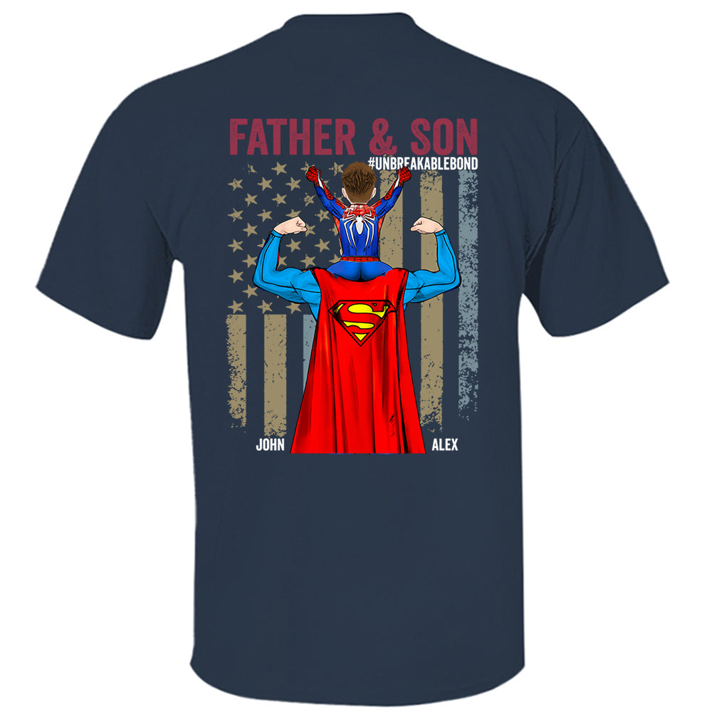 Father Son Unbreakable Bond - Personalized Back Printed Shirt Nh00