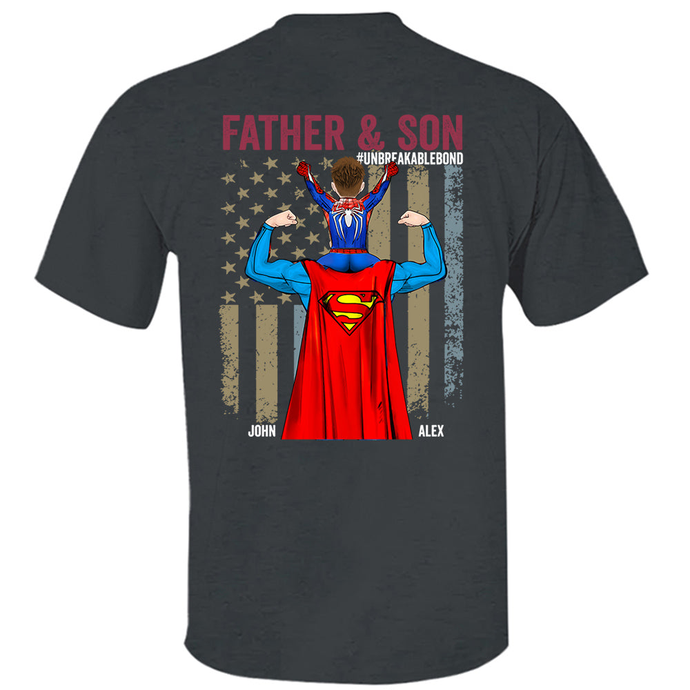 Father Son Unbreakable Bond - Personalized Back Printed Shirt Nh00