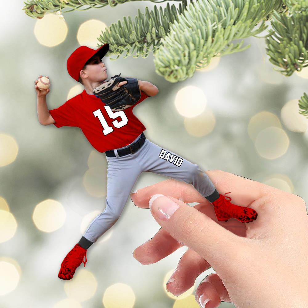 Personalized Baseball Acrylic Christmas Ornament, BaseBall Kid Player Ornament, Baseball Keepsake, Baseball Christmas Ornament Nh00