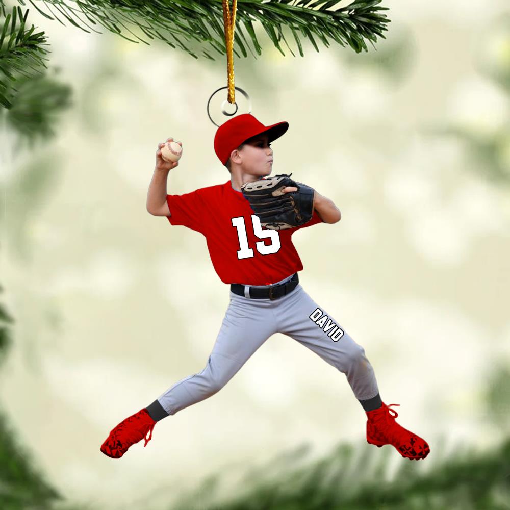 Personalized Baseball Acrylic Christmas Ornament, BaseBall Kid Player Ornament, Baseball Keepsake, Baseball Christmas Ornament Nh00