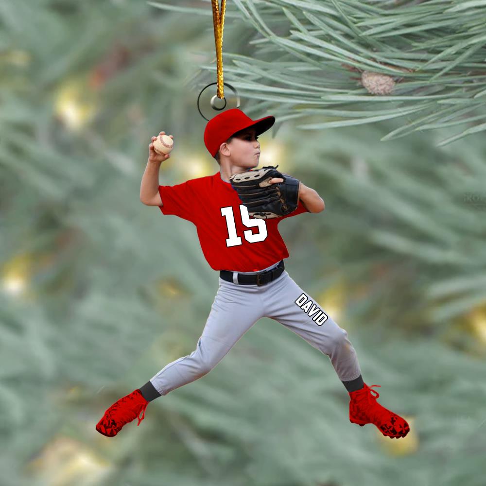 Personalized Baseball Acrylic Christmas Ornament, BaseBall Kid Player Ornament, Baseball Keepsake, Baseball Christmas Ornament Nh00