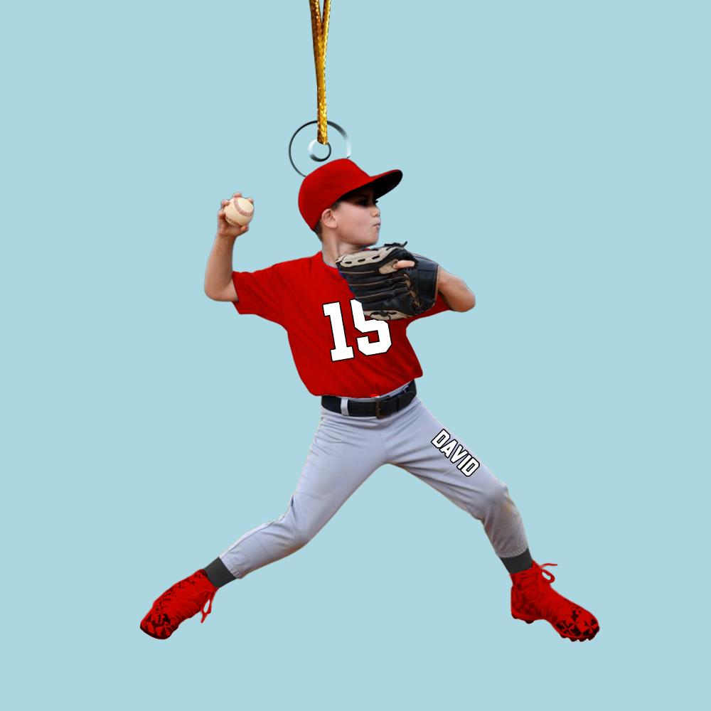 Personalized Baseball Acrylic Christmas Ornament, BaseBall Kid Player Ornament, Baseball Keepsake, Baseball Christmas Ornament Nh00