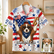Funny Dog Hot Dog American Flag - Personalized Hawaiian Shirt - Custom Dog Cat Photo Shirt - Gift for Patriots Pet Lover T1807 Hv01