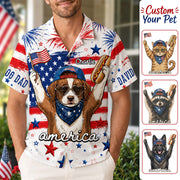 Funny Dog Hot Dog American Flag - Personalized Hawaiian Shirt - Custom Dog Cat Photo Shirt - Gift for Patriots Pet Lover T1807 Hv01