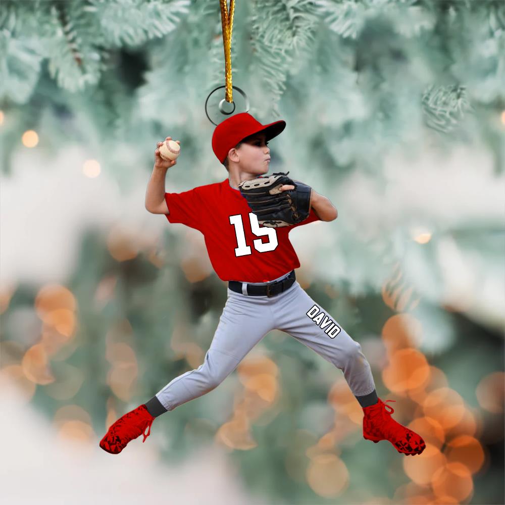 Personalized Baseball Acrylic Christmas Ornament, BaseBall Kid Player Ornament, Baseball Keepsake, Baseball Christmas Ornament Nh00