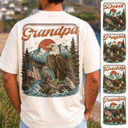 Personalized Papa America Eagle Patriotic T-Shirt Father Day Gifts for Dad Funny Papa Tshirt Cool Daddy Eagle Vintage Retro Shirt for Men Hv01