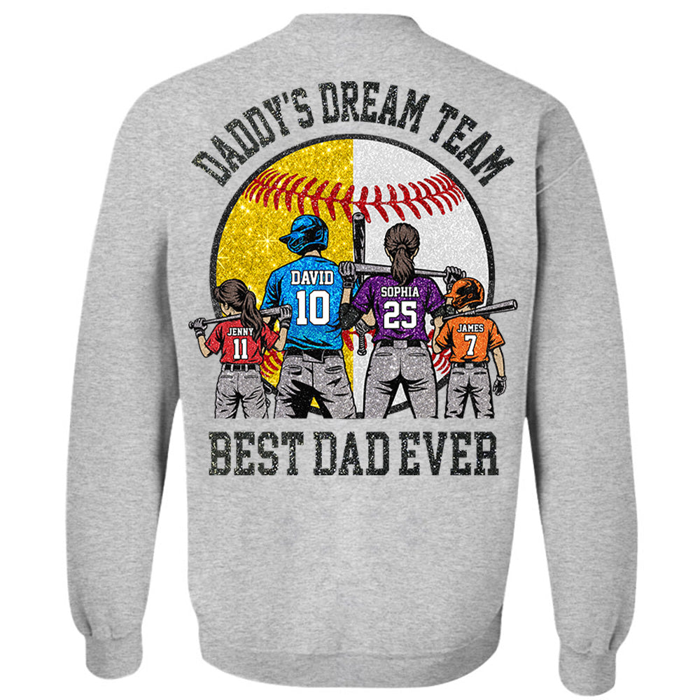 Daddy's Dream Team Best Dad Ever, Personalized Shirt, Father's Day Gift For Dad, Gift For Husband, Gift For Baseball Softball Dad T1807 Hv01