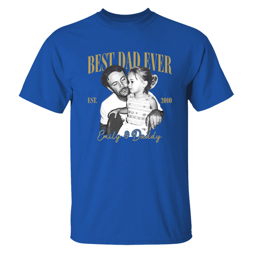 Best Dad Ever Custom Vintage Photo Shirt Fathers Day Gift from Kids, Gift for Husband, New Dad Gift, Family Picture Tee, Dad Est Shirt Vh01 