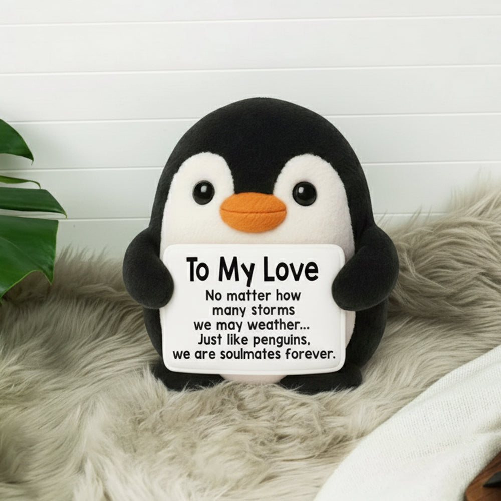 Personalized To My Love Ugly Plush Pillow Penguin, Wedding Anniversary Valentines Gift for Women Men, Romantic I Love You Gift for Couples Wife Husband Hv01