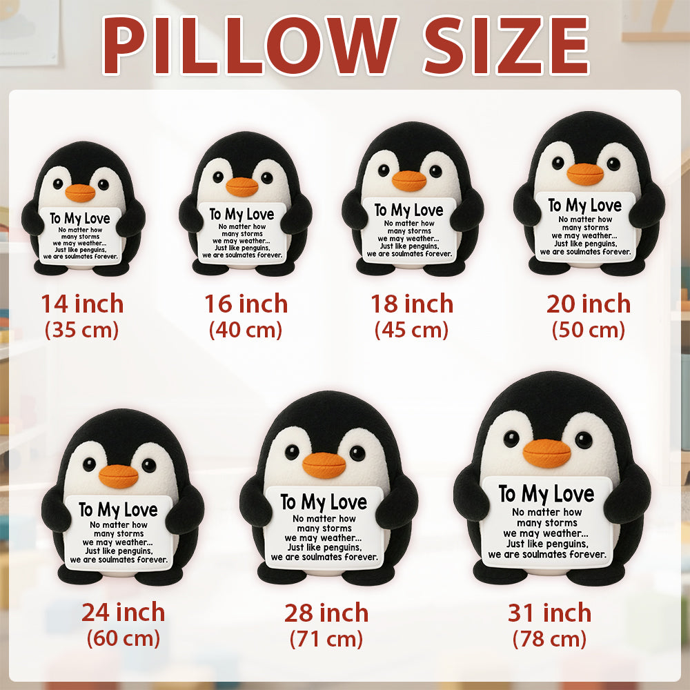 Personalized To My Love Ugly Plush Pillow Penguin, Wedding Anniversary Valentines Gift for Women Men, Romantic I Love You Gift for Couples Wife Husband Hv01