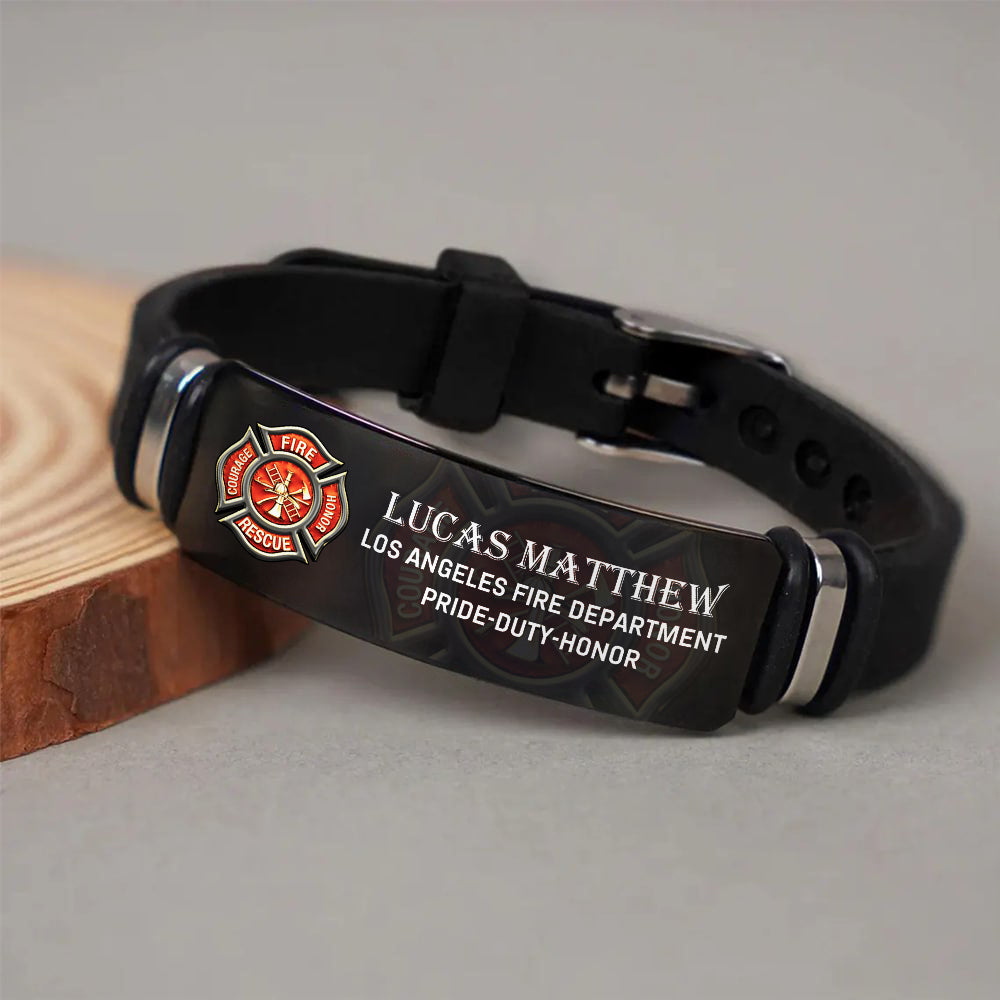 Personalized Firefighter Bracelet, Custom Logo Name Bracelet For Firefighter T1807 Hv01