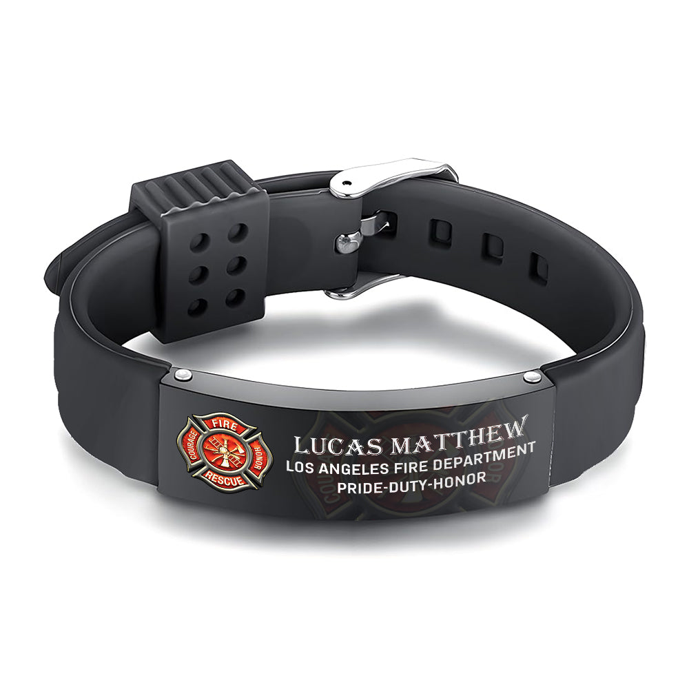 Personalized Firefighter Bracelet, Custom Logo Name Bracelet For Firefighter T1807 Hv01