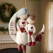 Grandma And Grandchild Moon Love - Personalized Christmas Acrylic Ornament Hv01