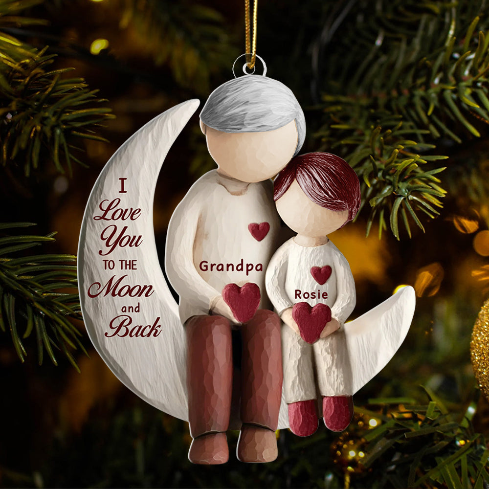 Grandma And Grandchild Moon Love - Personalized Christmas Acrylic Ornament Hv01
