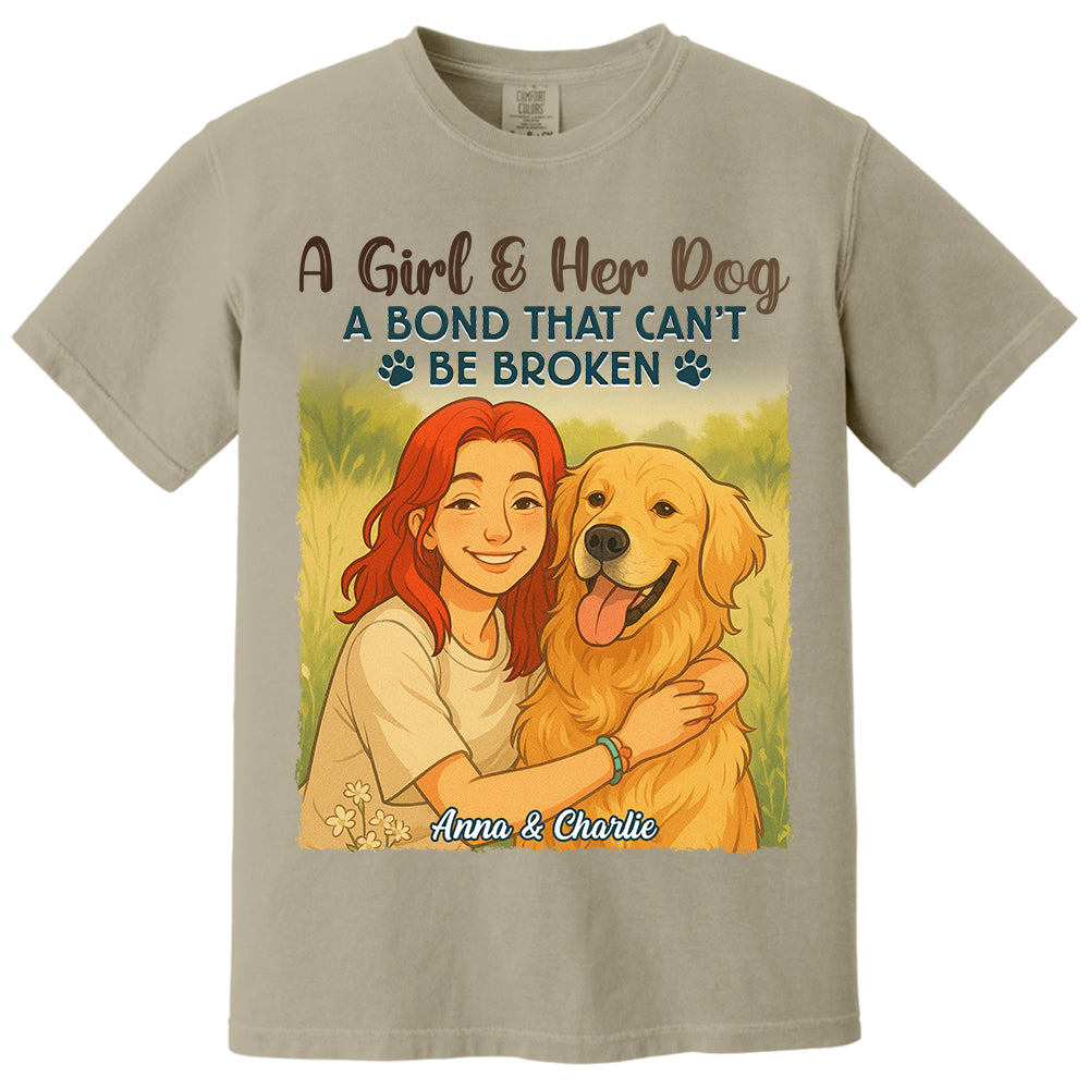 Custom Pixar-Style Cartoon Photo Girl With Her Dog Best Friends Forever Shirt Do99
