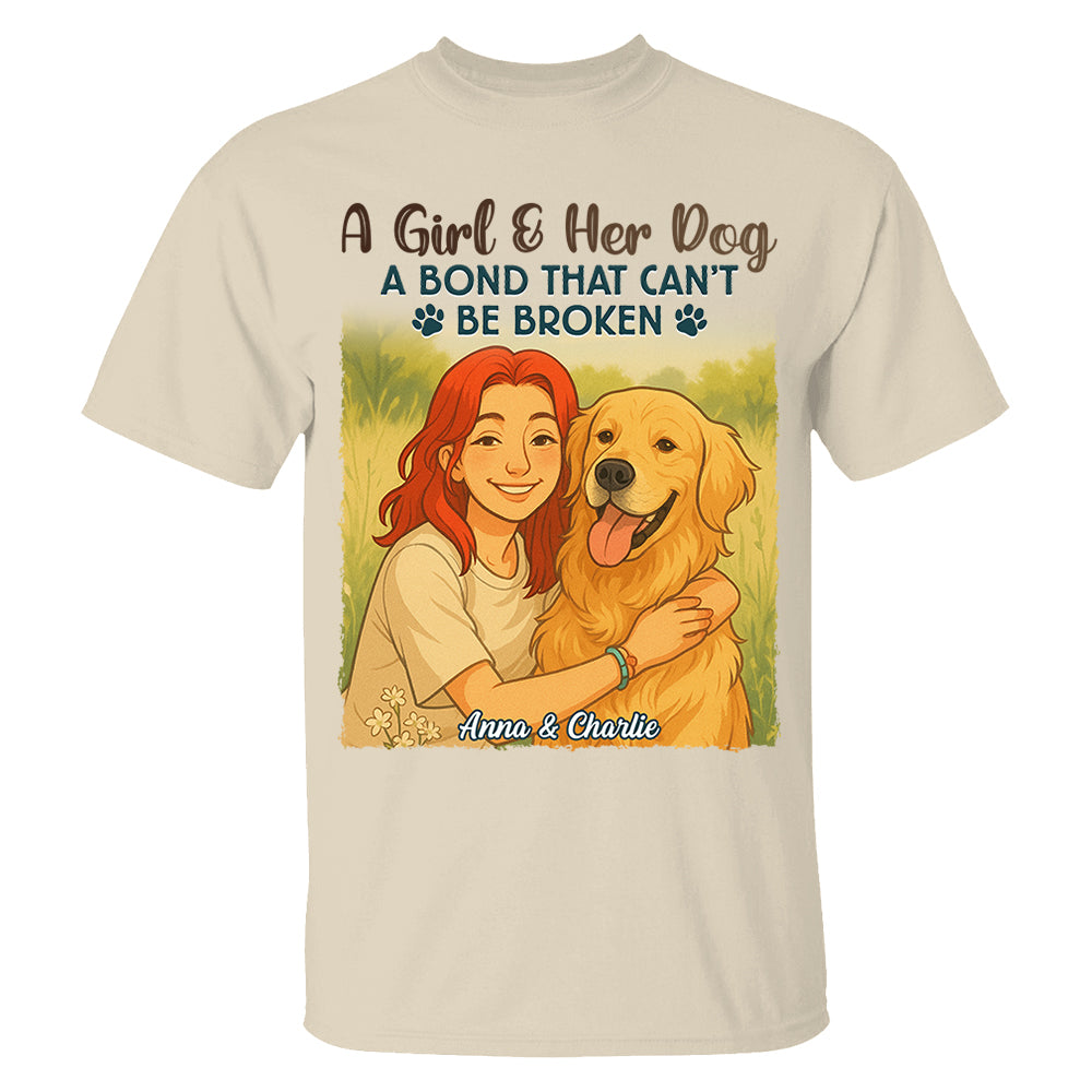 Custom Pixar-Style Cartoon Photo Girl With Her Dog Best Friends Forever Shirt Do99