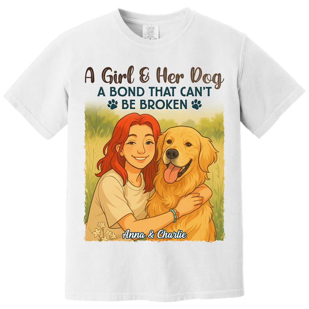 Custom Pixar-Style Cartoon Photo Girl With Her Dog Best Friends Forever Shirt Do99