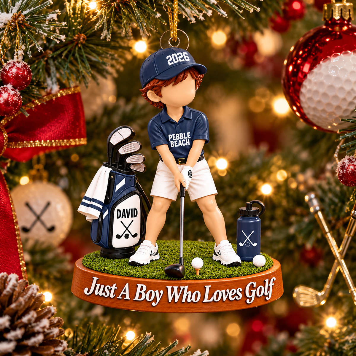 Just A Girl Who Loves Golf Ornament, Personalized Golf Christmas Ornament, Custom Name Gift Na02 VH01