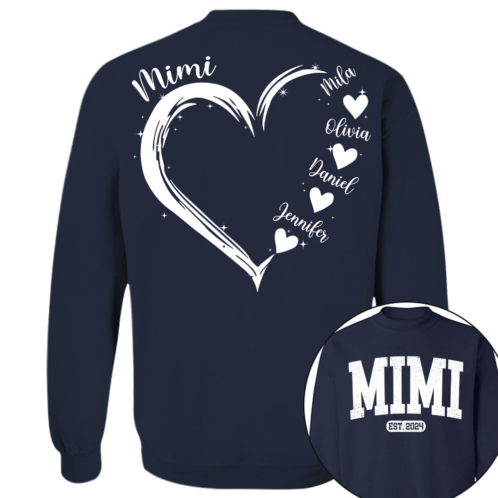 Personalized Mom Est Grandma Est Heart Grandkids For Grandma vr2