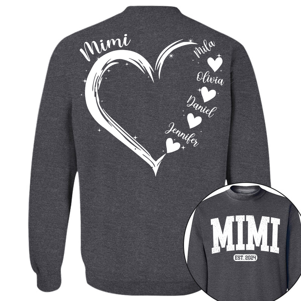 Personalized Mom Est Grandma Est Heart Grandkids For Grandma vr2