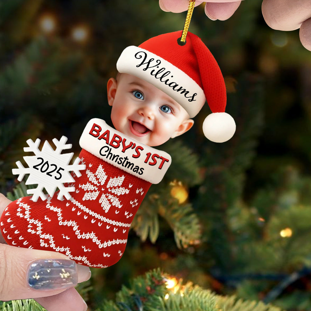 Custom Photo Baby's 1ST Christmas - Personalized Acrylic Ornament T1807 Li29