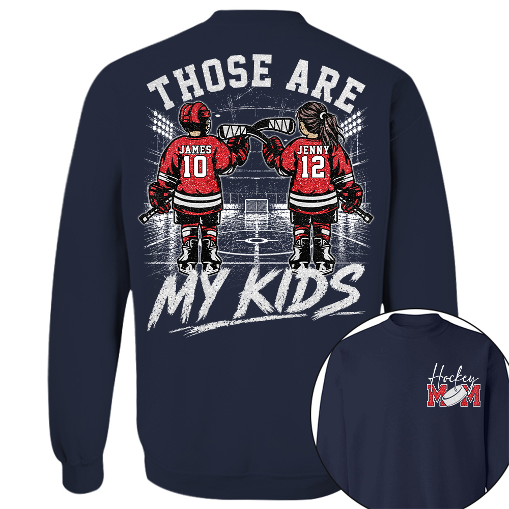 Personalized  Ice Hockey Mom Shirt, Custom Those Are My Boys T-Shirt, Team Name & Player Number Tee, Ice Hockey Mom Gift Na02 Hv01