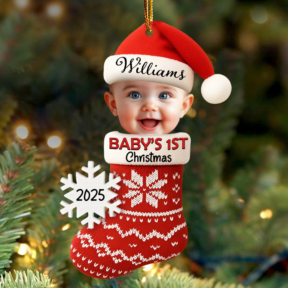 Custom Photo Baby's 1ST Christmas - Personalized Acrylic Ornament T1807 Li29