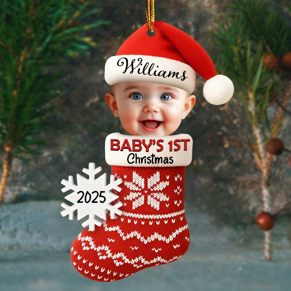 Custom Photo Baby's 1ST Christmas - Personalized Acrylic Ornament T1807 Li29