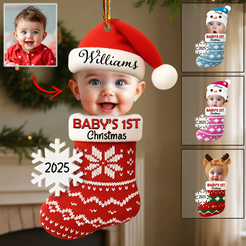 Custom Photo Baby's 1ST Christmas - Personalized Acrylic Ornament T1807 Li29